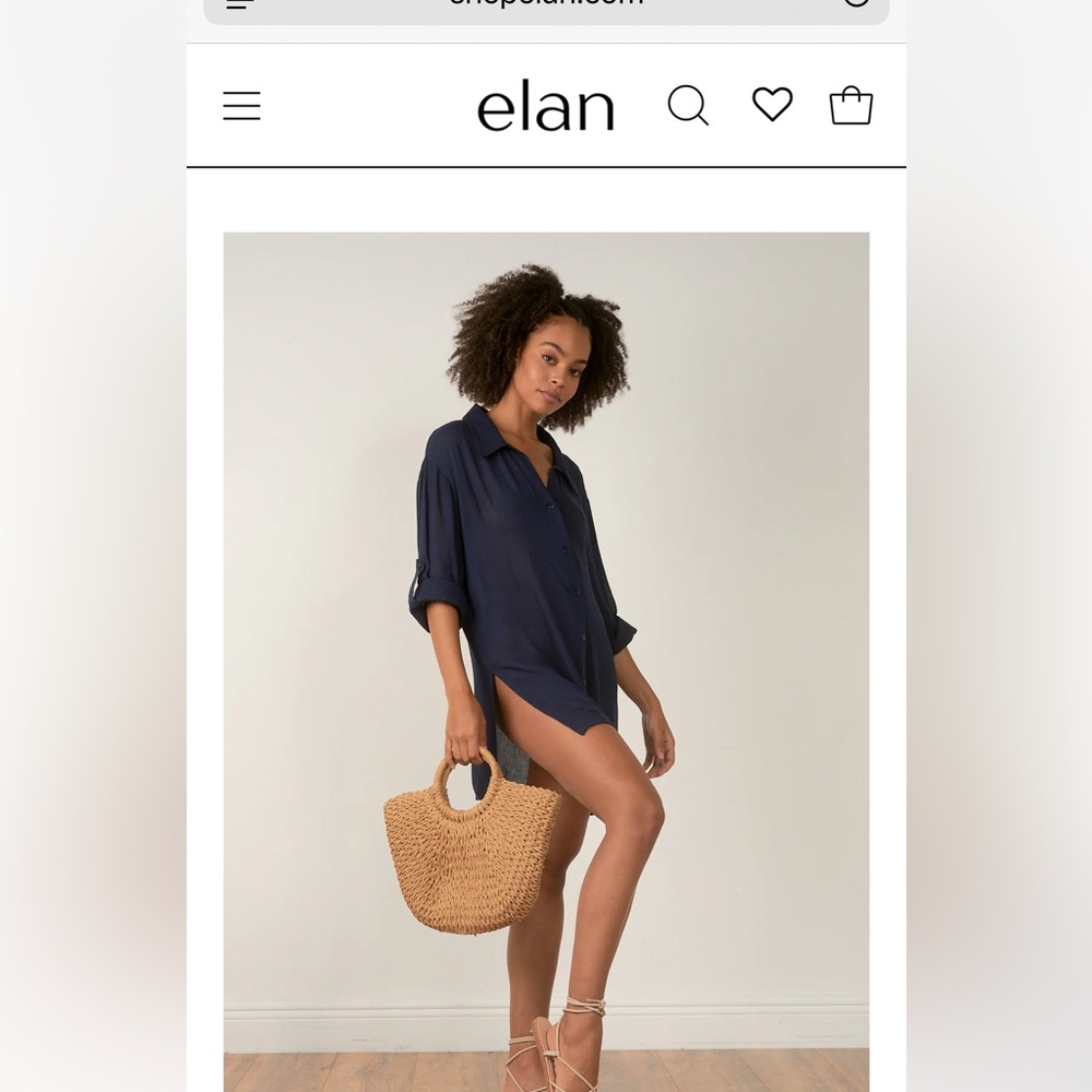 Elan black boyfriend button down